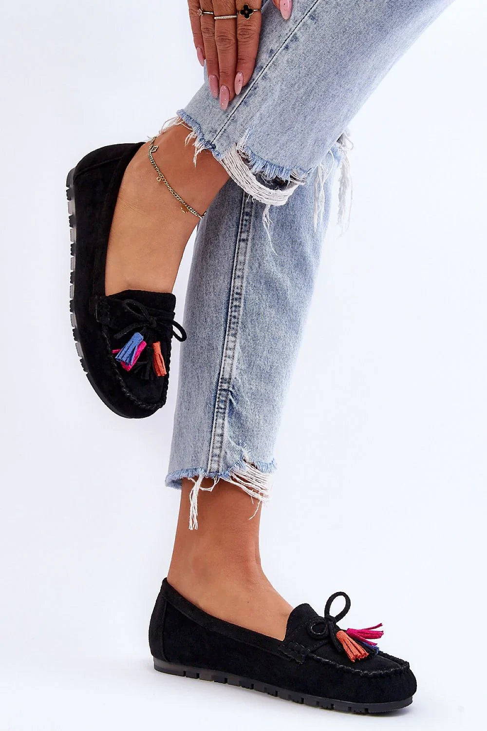 Women’s eco suede tassel driving moccasin loafers, lightweight flat women’s driving shoes with leather insole