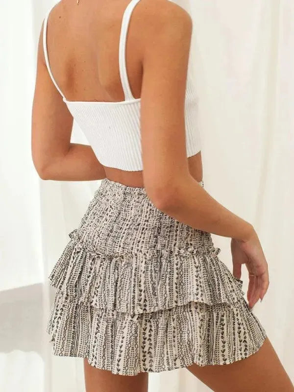 LeStyleParfait Women Skirts Ladies Sexy Pleated Skirt, Mini Skirt Floral Elastic Waist-Floral Pleated Skirt