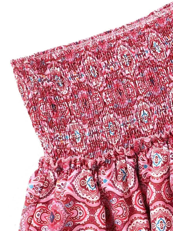 LeStyleParfait Women Skirts Ladies Sexy Pleated Skirt, Mini Skirt Floral Elastic Waist-Floral Pleated Skirt