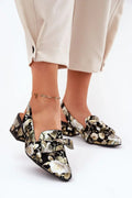 Women's Floral Leather Slingback Block Heel Pumps-Pumps Shoes-LeStyleParfait