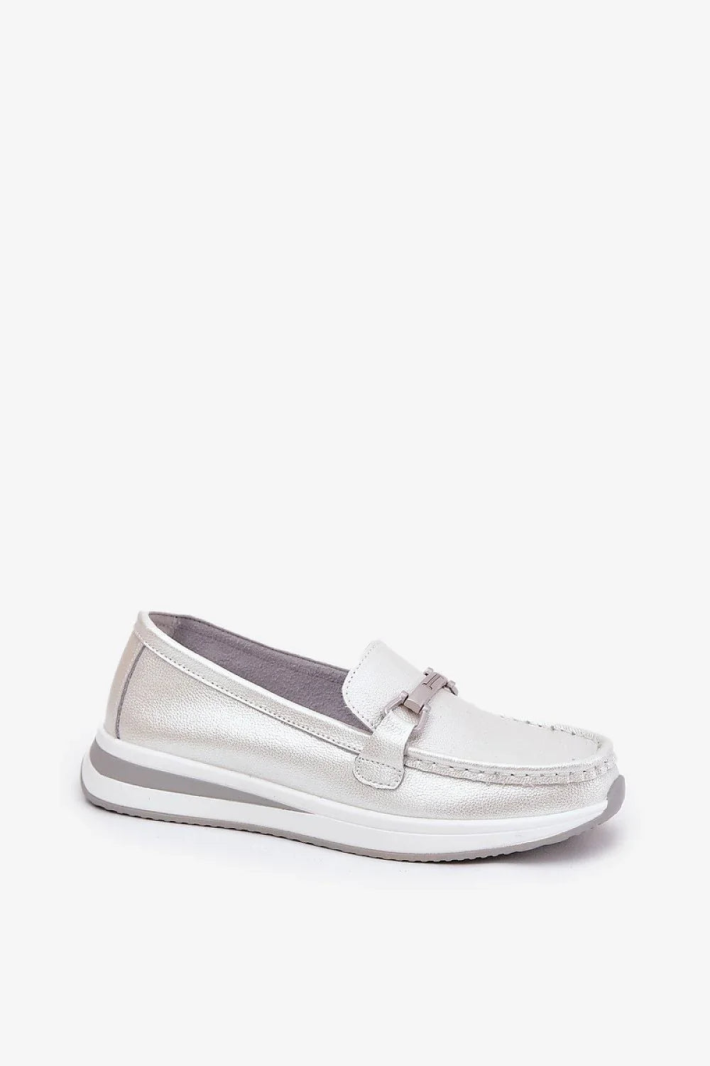 Women’s leather platform slip on loafers in pink and grey, casual women’s platform loafers for three seasons