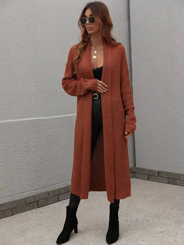 Women’s Longline Slip-On Cardigan Sweater – Relaxed V-Neck Layer