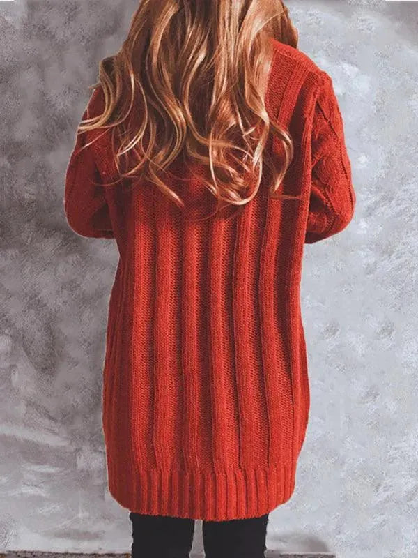 Women's Longline V-Neck Pocket Cardigan Sweater