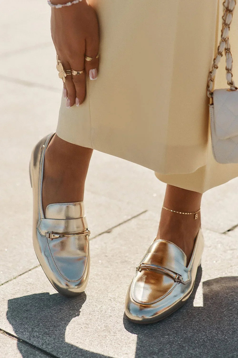 Women’s natural leather horsebit moccasin loafers, flat women’s horsebit loafers for spring and autumn office