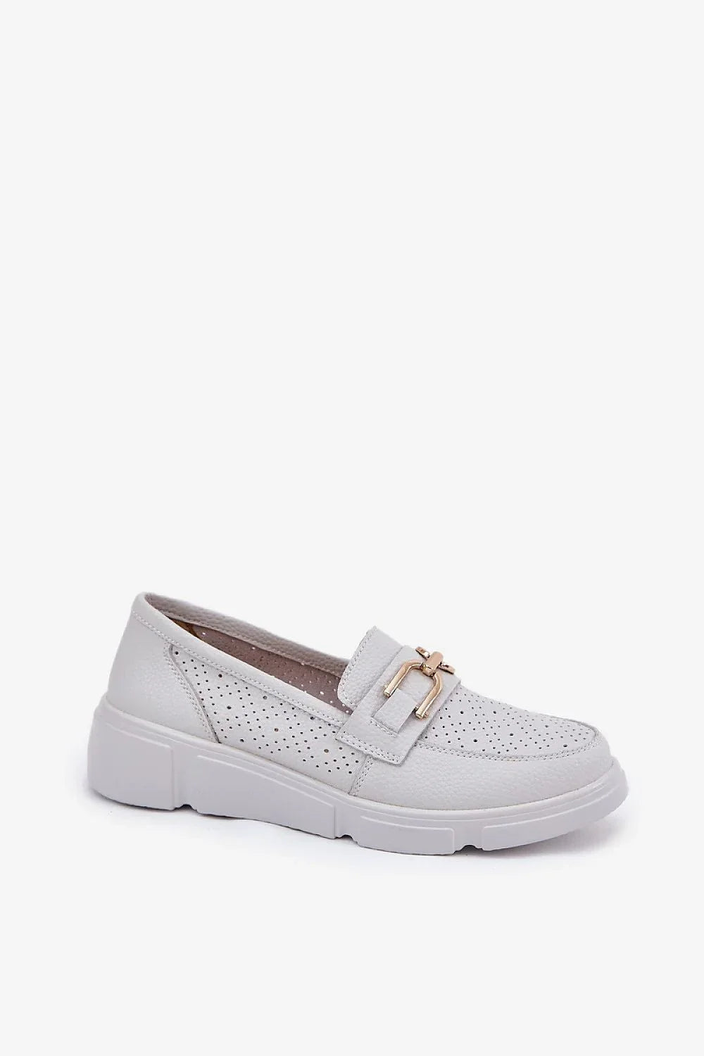 Women’s natural leather wedge horsebit moccasins, breathable wedge moccasin loafers for spring–summer outfits