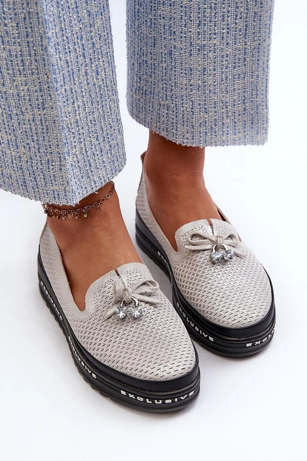 Women’s white perforated leather platform driving loafers, breathable women’s platform loafers for spring–summer