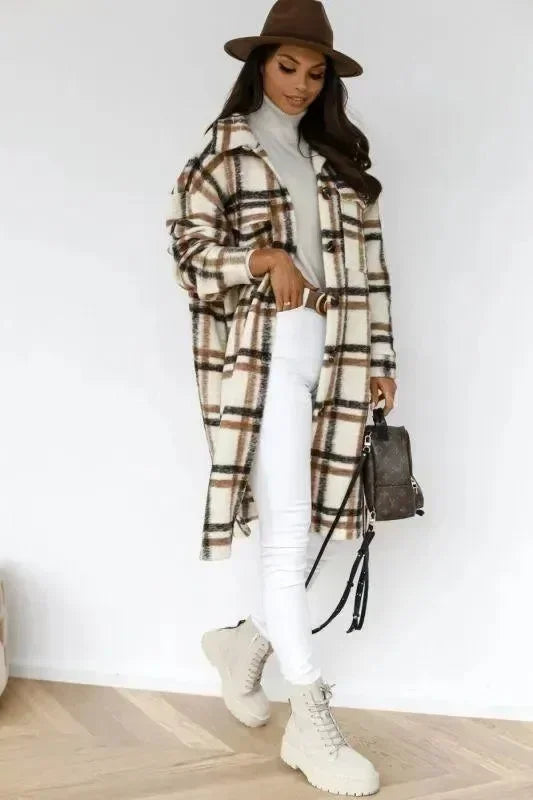 Women's Plaid Long Sleeve Shirt-Women's Shirts-LeStyleParfait