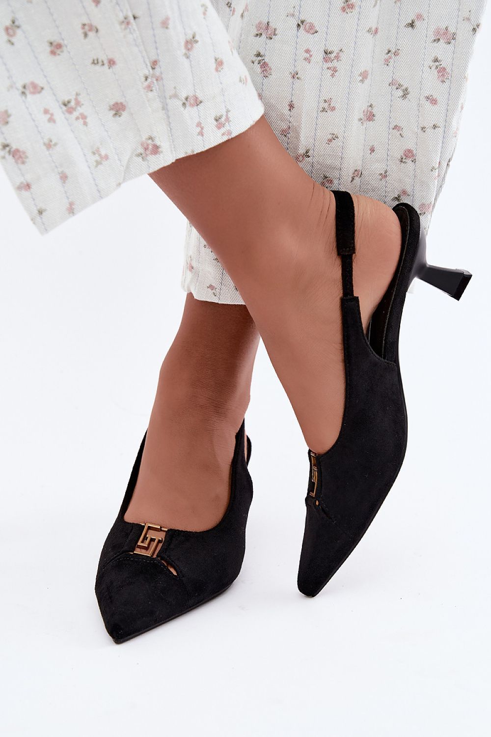 Women's Pointed Toe Slingback Block Heel Pumps-Pumps Shoes-LeStyleParfait