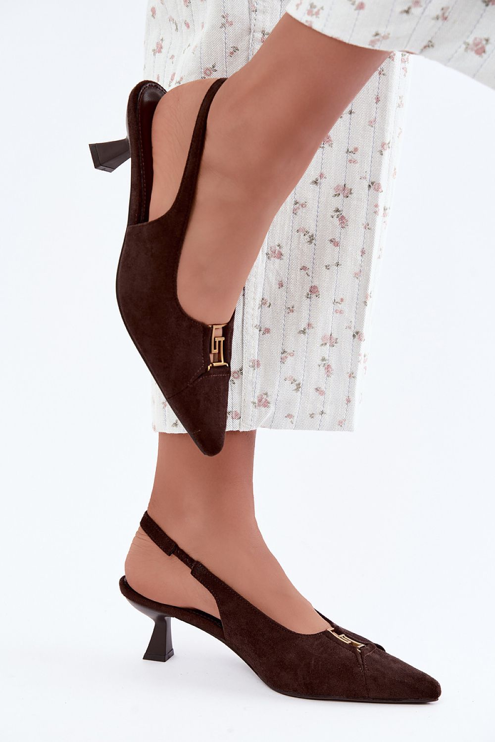 Women's Pointed Toe Slingback Block Heel Pumps-Pumps Shoes-LeStyleParfait