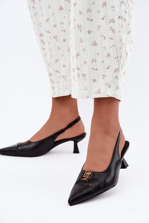 Women's Pointed Toe Slingback Block Heel Pumps-Pumps Shoes-LeStyleParfait
