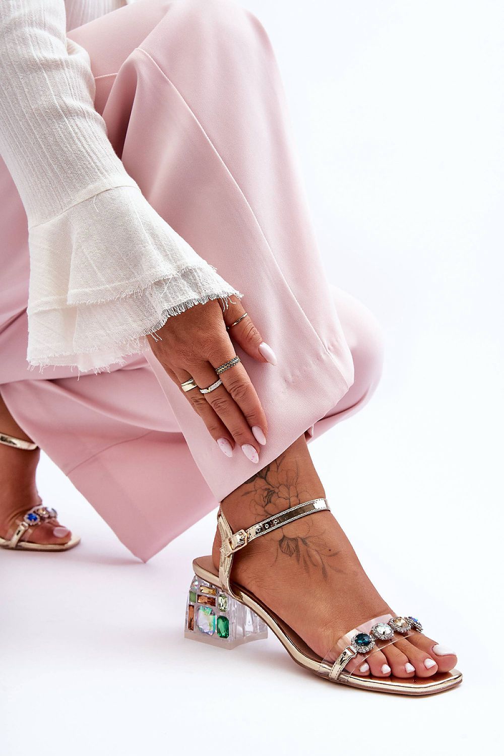 Women’s Rhinestone Party Heel Sandals-Women's Sandals-LeStyleParfait