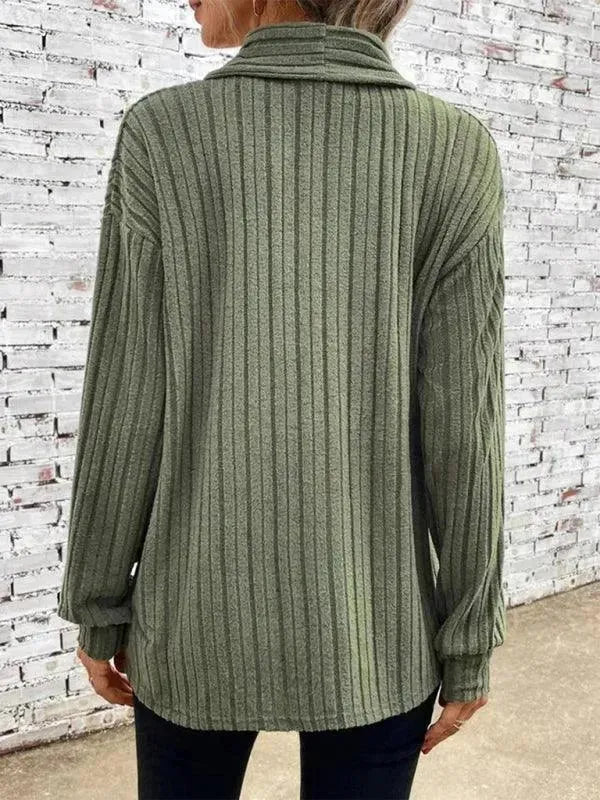 Women’s Ribbed Open Front Cardigan Sweater – Longline Slip-On