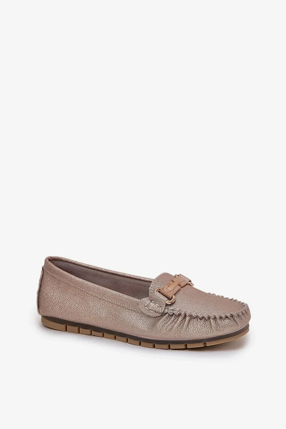 Women’s sequined horsebit natural leather moccasins, versatile casual elegant women’s moccasin loafers