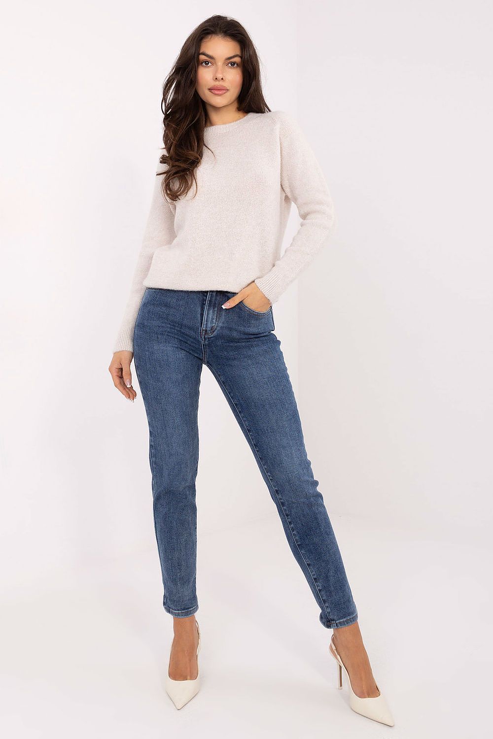 Women's Skinny Jeans - Blue Mid Rise Extended Sizes-Straight Leg Jeans-LeStyleParfait