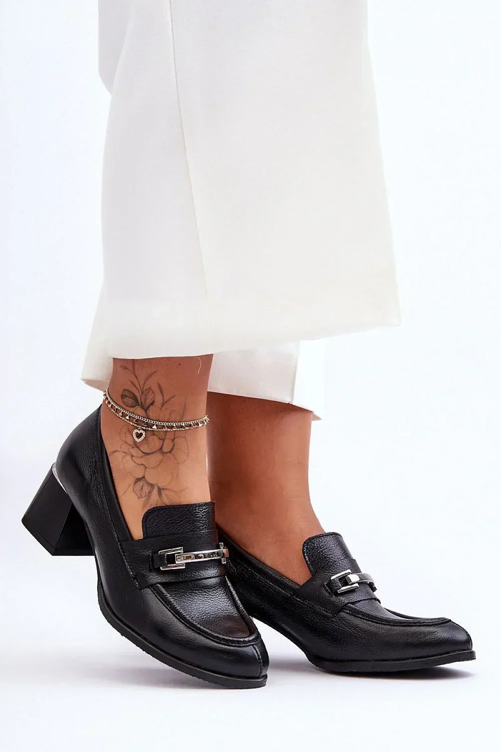 Escarpins Femme en cuir à bout carré et talon carré-Escarpins Femme-LeStyleParfait