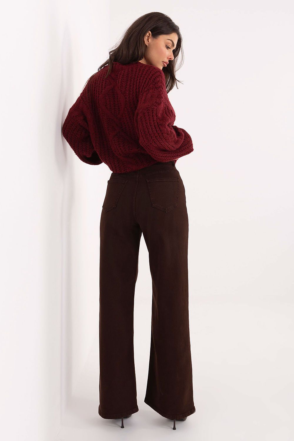 Women's Straight Leg Jeans - Brown High Waist Denim-Straight Leg Jeans-LeStyleParfait