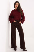 Women's Straight Leg Jeans - Brown High Waist Denim-Straight Leg Jeans-LeStyleParfait