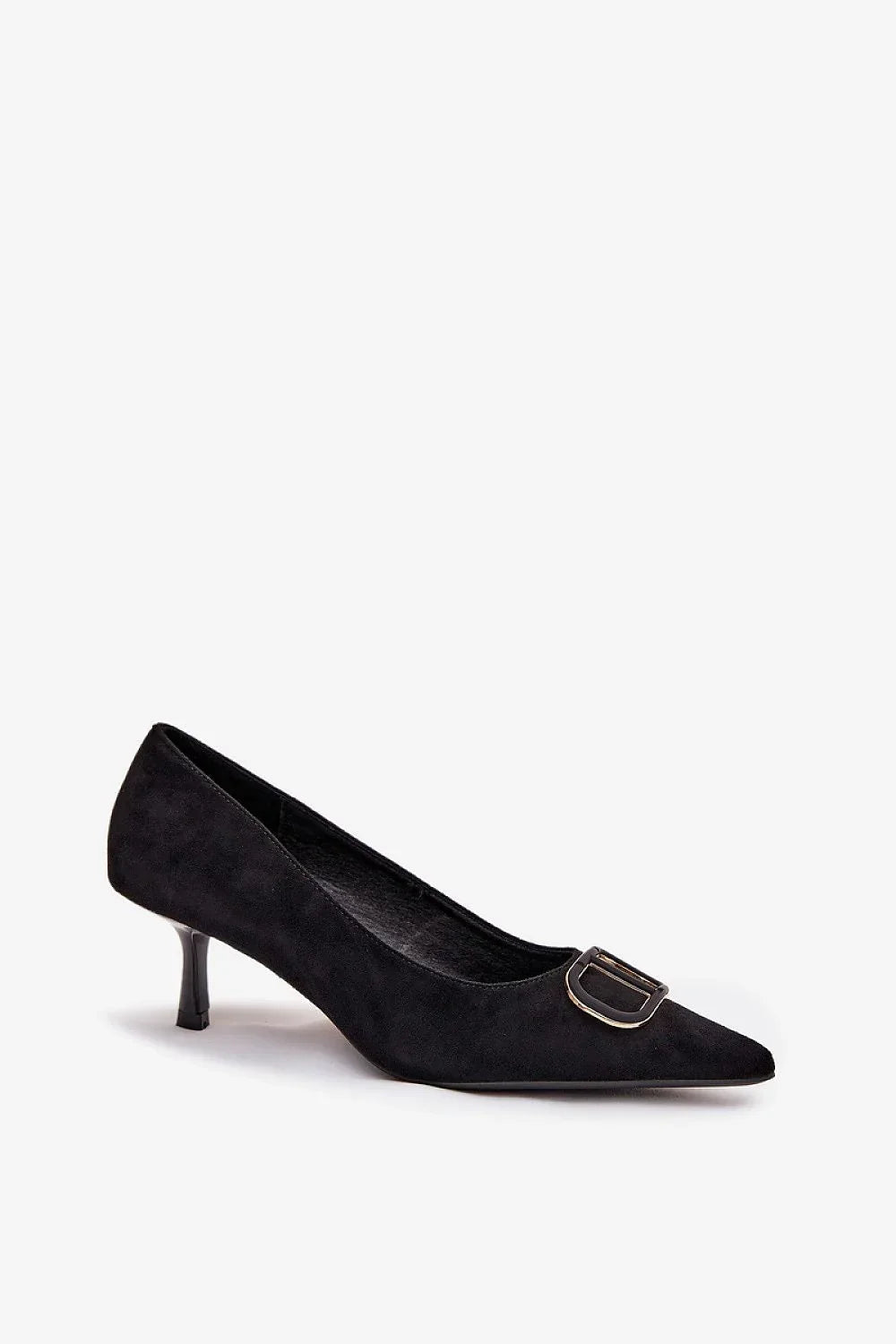 Women's Suede Buckle Kitten Heel Pumps-Pumps Shoes-LeStyleParfait