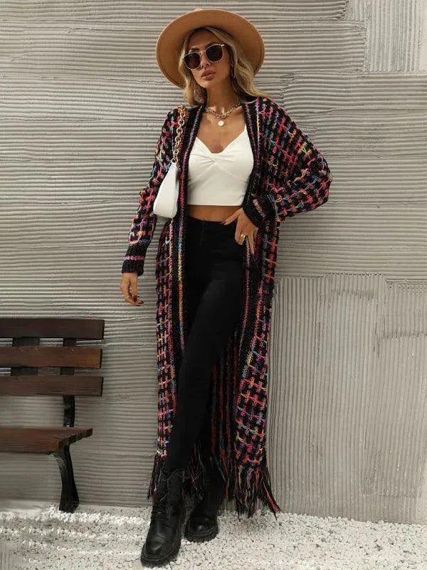 Women's Tassel Longline Open Front Cardigan Sweater