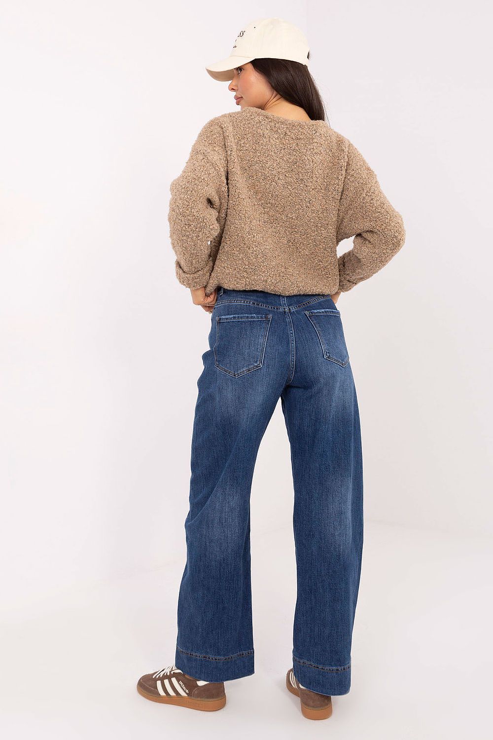 Women's Wide Leg Jeans - Blue High Waist Stretch Denim-Straight Leg Jeans-LeStyleParfait