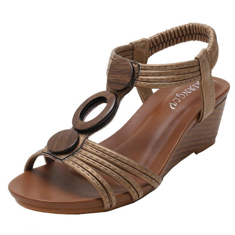 Wood Pattern Wedge Sandals - Wedge Shoes - LeStyleParfait