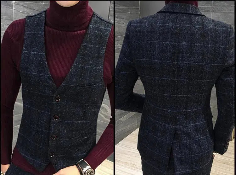 Xavier Plaid Three Piece Suit- Slim Fit - Plaid Suit - LeStyleParfait