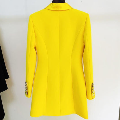Yellow Tuxedo Blazer Dress- Double Breasted - Blazer Dress - LeStyleParfait
