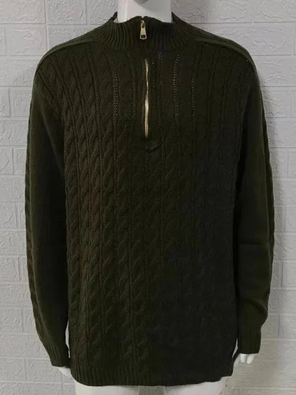 Zipper Half Turtleneck Men Sweater - Pullover Sweater - LeStyleParfait