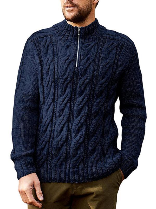 Zipper Half Turtleneck Men Sweater - Pullover Sweater - LeStyleParfait