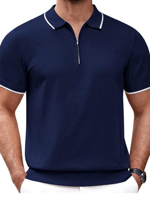 Zipper Knitted Men Polo Shirt - Polo Shirt - LeStyleParfait