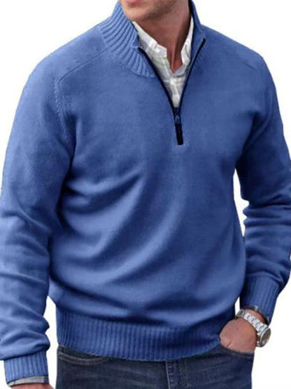 Zipper Lapel Long-Sleeved Men Turtleneck Sweater - Pullover Sweater - LeStyleParfait