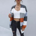 Women’s Colorblock Longline Cardigan Sweater – Crew Neck
