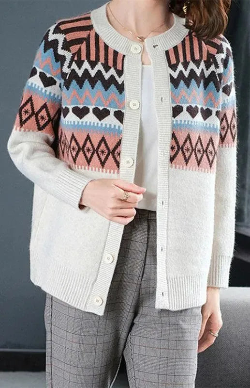 Women’s Crew Neck Cardigan Sweater – Lightweight Spring Knit