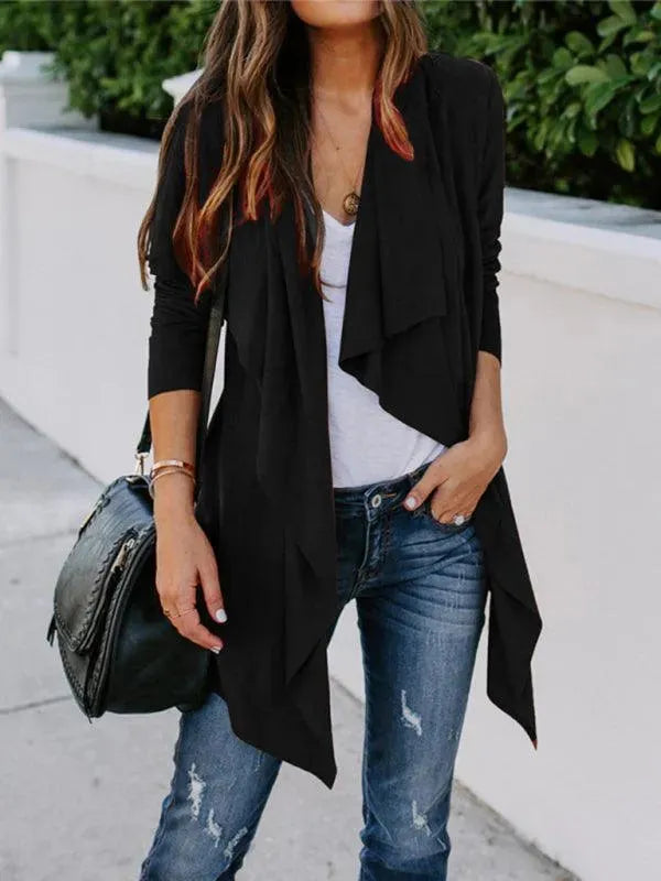 Women’s Open Front Longline Cardigan Sweater – Lightweight Layer