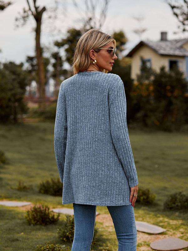 Brushed Pitted Ladies Cardigan Sweater - Cardigan Sweater - LeStyleParfait
