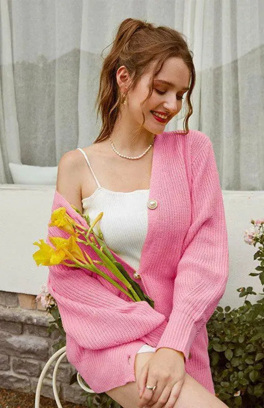 Candy Color Casual Loose Cardigan Sweater - Cardigan Sweater - LeStyleParfait