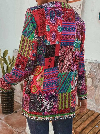 Casual Retro Printed Women Loose Cardigan Sweater - Cardigan Sweater - LeStyleParfait