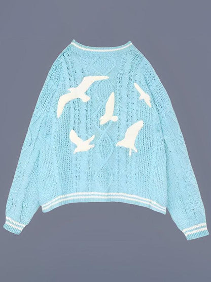 Embroidered Loose Casual Women Cardigan Sweater - Cardigan Sweater - LeStyleParfait