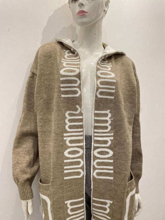 Long Hooded Letter Print Women Cardigan - Cardigan Sweater - LeStyleParfait