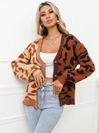Street Style Leopard Print Oversized Knit Cardigan Sweater - Cardigan Sweater - LeStyleParfait