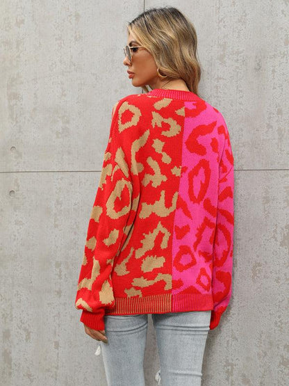 Street Style Leopard Print Oversized Knit Cardigan Sweater - Cardigan Sweater - LeStyleParfait