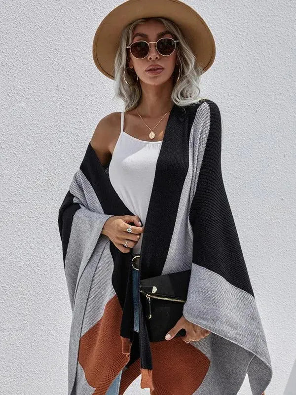 Women Plaid Oversized Loose Poncho - Poncho - LeStyleParfait