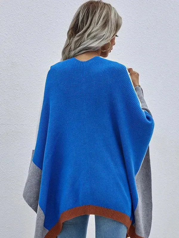Women Plaid Oversized Loose Poncho - Poncho - LeStyleParfait