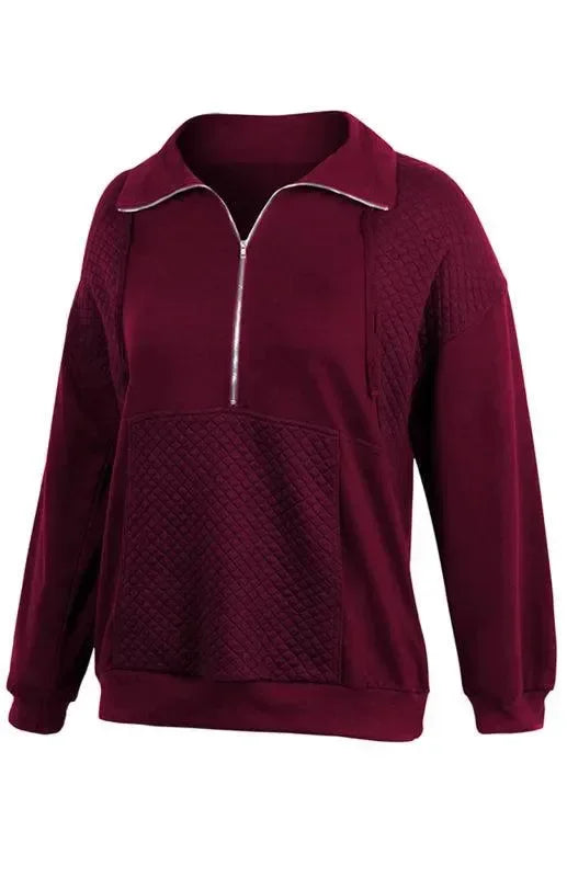 Women Regular Checked Zip-Up Sweatshirt Essential Fit-Women Sweatshirt-LeStyleParfait