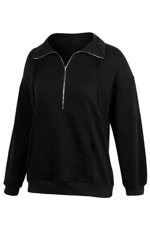 Women Regular Checked Zip-Up Sweatshirt Essential Fit-Women Sweatshirt-LeStyleParfait