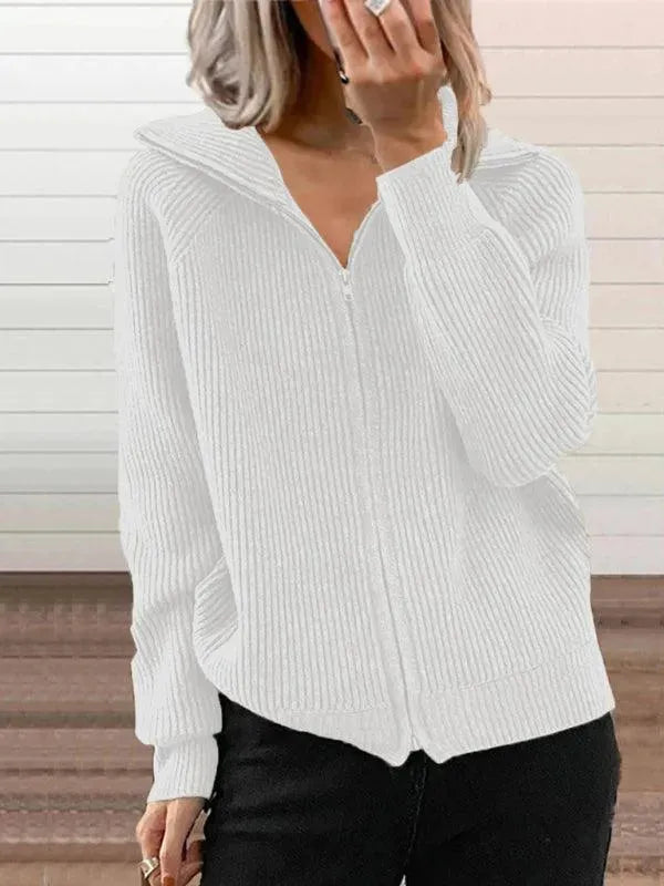 Women’s Zip-Up Cardigan Sweater – Lightweight V-Neck Knit