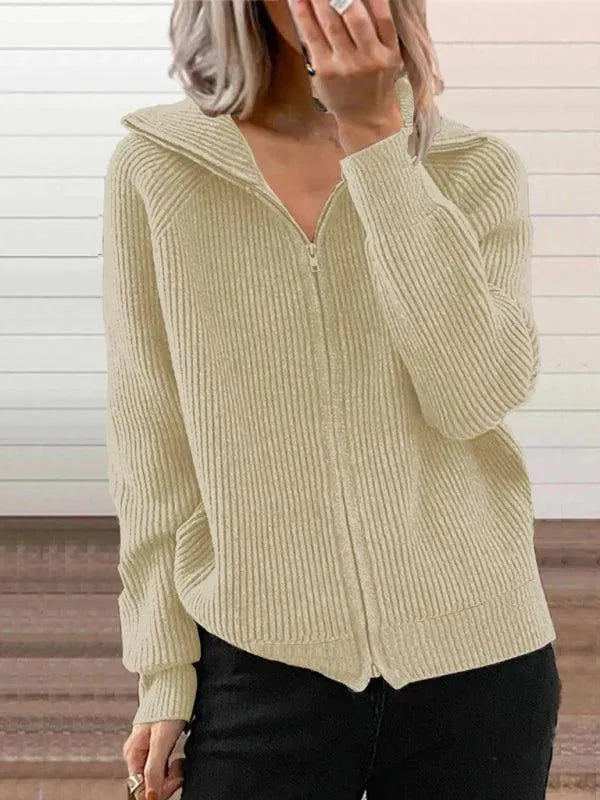 Women’s Zip-Up Cardigan Sweater – Lightweight V-Neck Knit