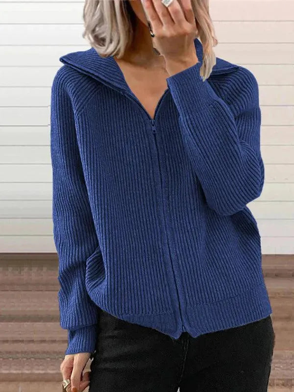 Women’s Zip-Up Cardigan Sweater – Lightweight V-Neck Knit