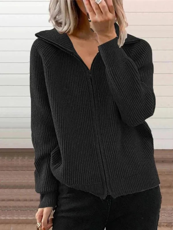 Women’s Zip-Up Cardigan Sweater – Lightweight V-Neck Knit