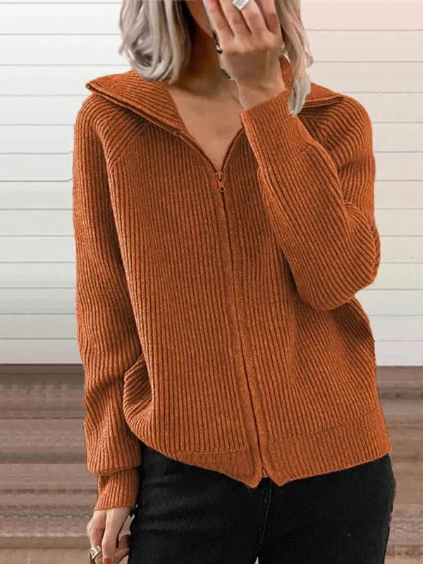 Women’s Zip-Up Cardigan Sweater – Lightweight V-Neck Knit